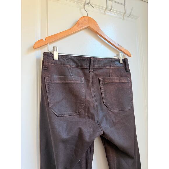 PAIGE Mayslie Transcend Denim Weekender Jogger 27" Chicory Coffee Luxe Coating - Picture 12 of 16